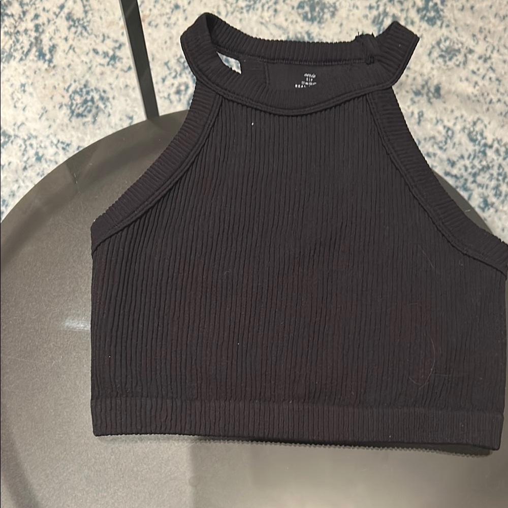 Aerie Black Ribbed Women's Top